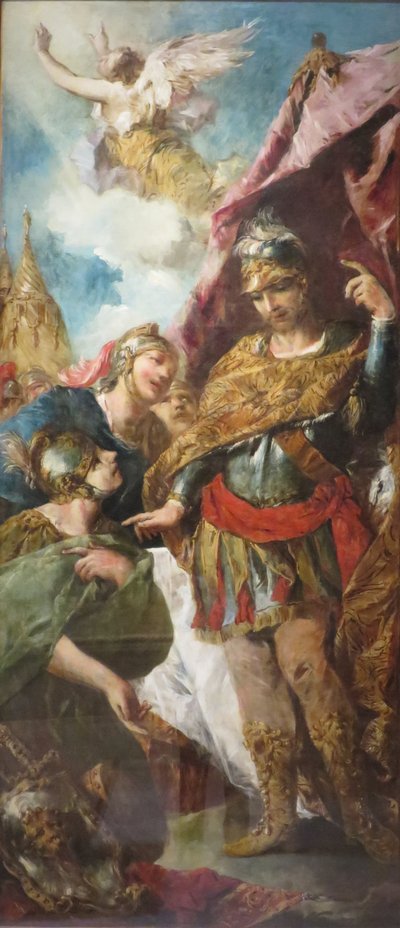 Godofredo de Bouillon convoca a sus jefes al consejo de Francesco Guardi